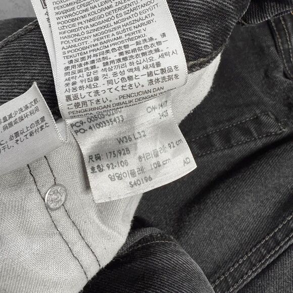 Levi's 505 Straight Leg Faded Black Denim Red Tab Jeans Fit 36 x 31 - Picture 5 of 8